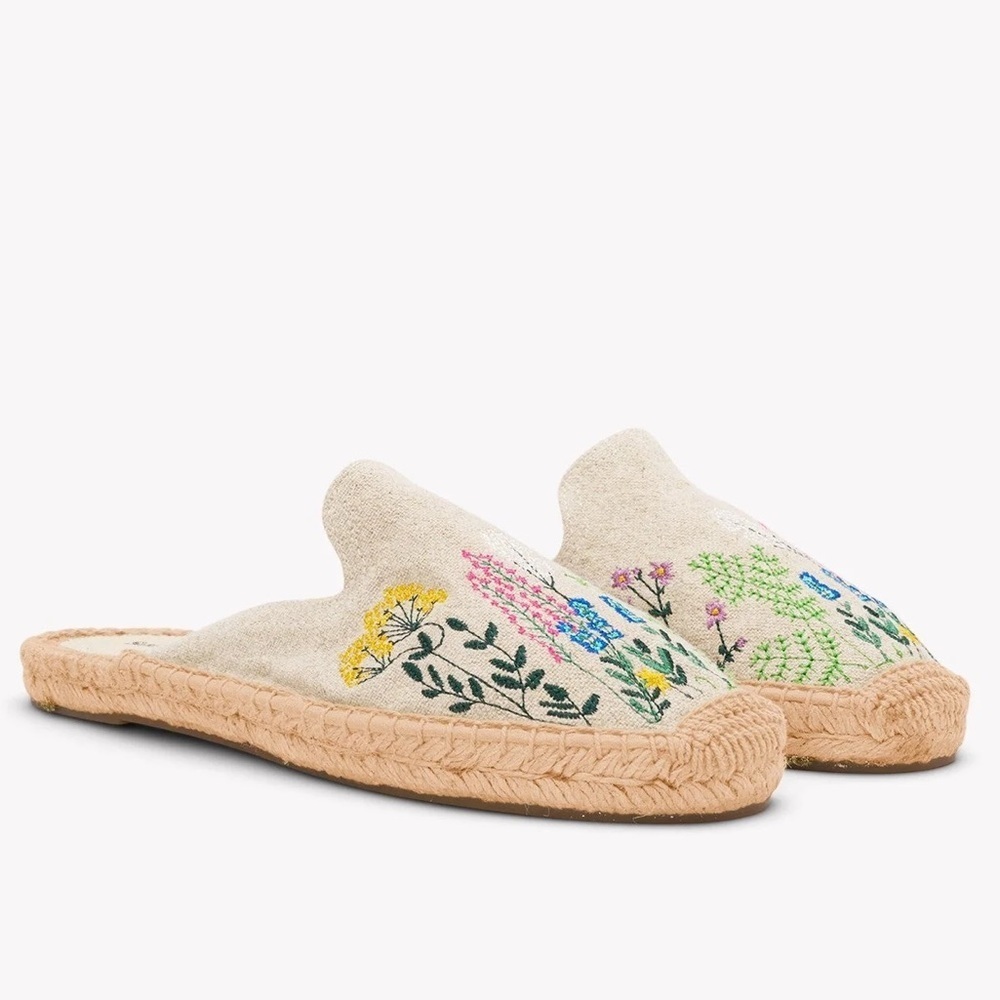 Anthropologie Soludos Wildflower Mules in Light Sand size 9.5 - Picture 5 of 9